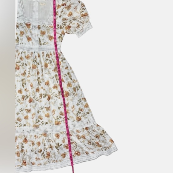 Just Me Floral Puff Sleeve Lace Maxi Dress Cottagecore Size Medium - Picture 4 of 5